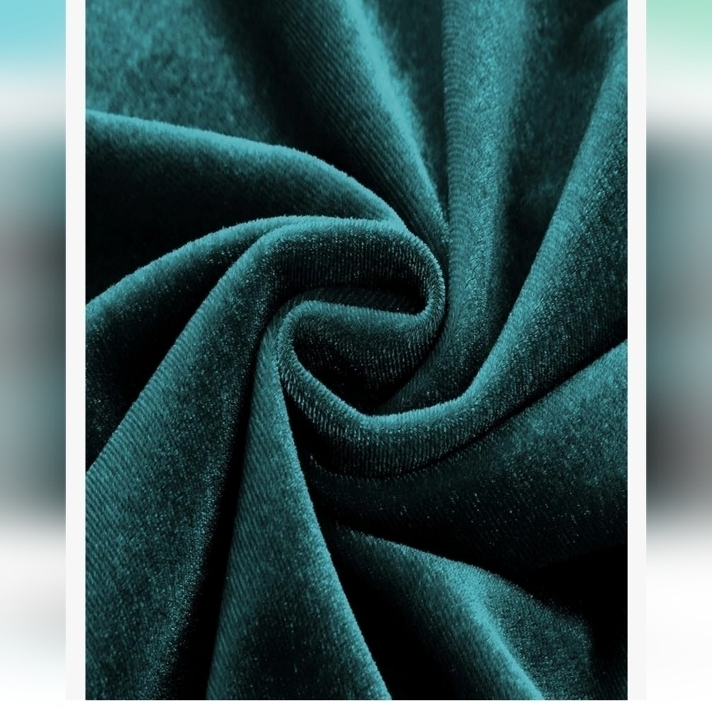 Merokeety Women's Emerald One Shoulder Velvet Wrap Slit Midi Dress NWT Size L - Picture 7 of 15